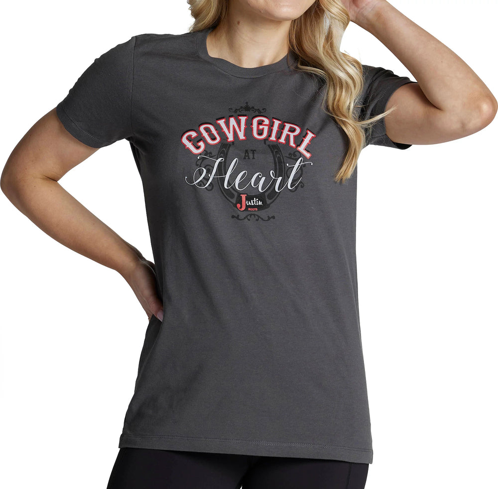 Justin Women's Cowgirl At Heart Tee ™ - Charcoal (Grey)