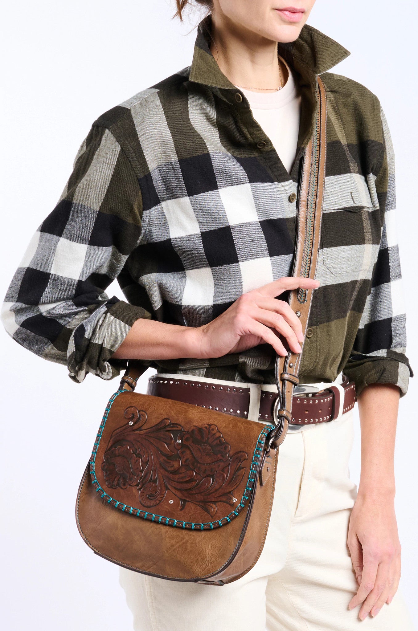Embossed Saddle Bag ™ - Pecan (Brown)