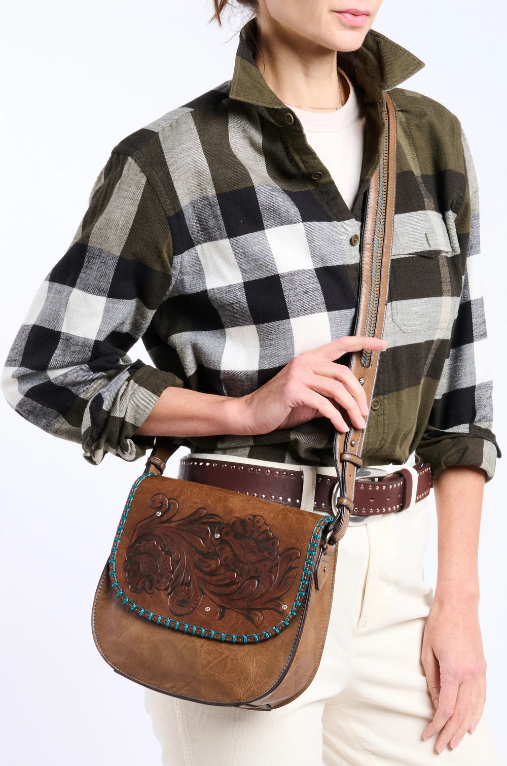 Embossed Saddle Bag ™ - Pecan (Brown)