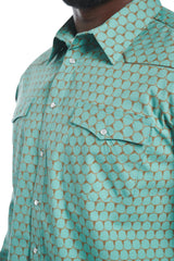 Hj Justin & Son Snap Shirt ™ - Green Cow Hive (Prints)
