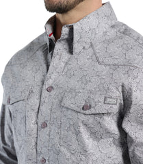 Buckskin Mens Woven Shirt ™ - Grey Paisley (Grey)
