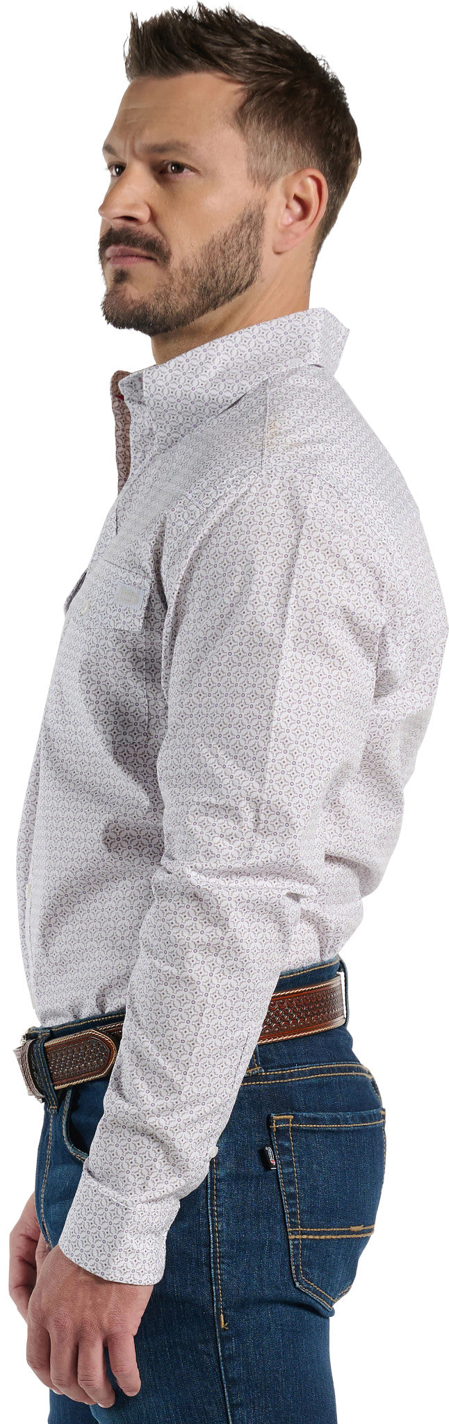 American Paint Mens Woven Shirt ™ - White Grey Geocross (White)