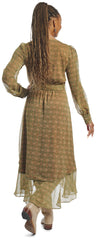 Justin Womens Wrap Maxi Dress ™ - Medallion Floral (Green)