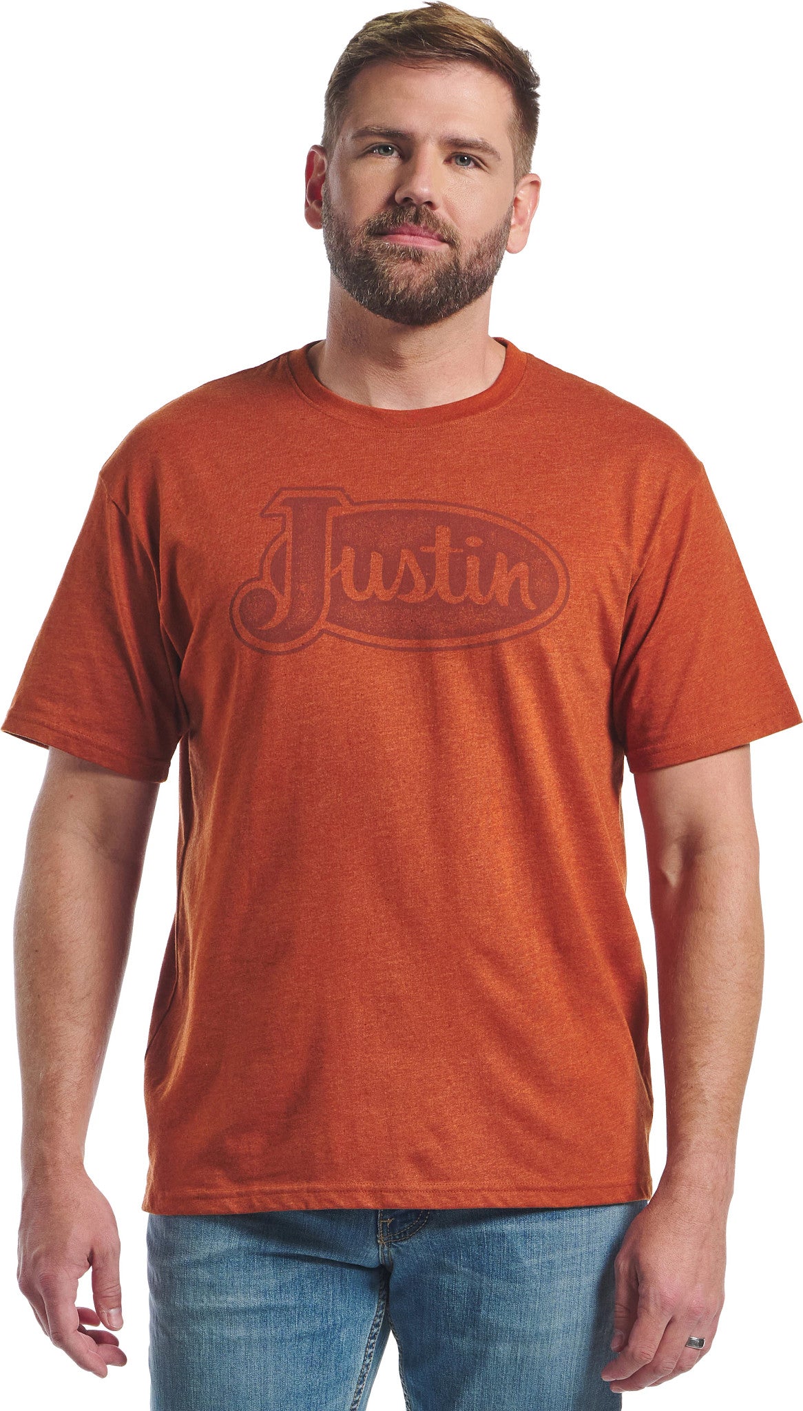 Justin Men's Logo Tee ™ - Rust Heather (Orange)