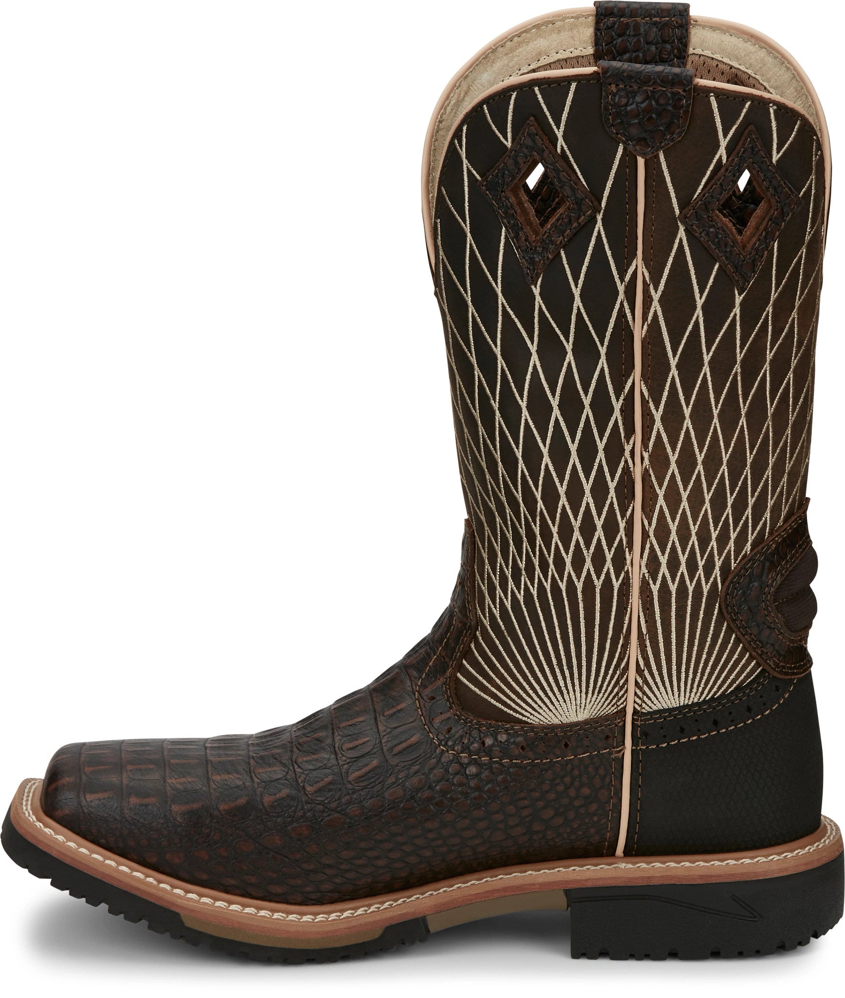 Derrickman 12" Comp Toe ™ - Brown Croc Print (Brown)