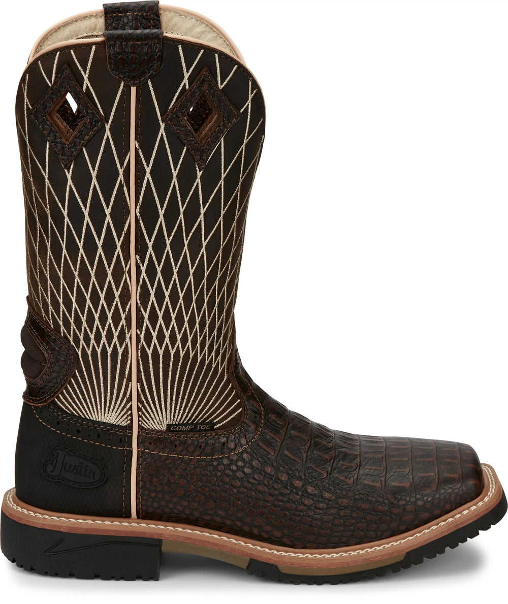 Derrickman 12" Comp Toe ™ - Brown Croc Print (Brown)