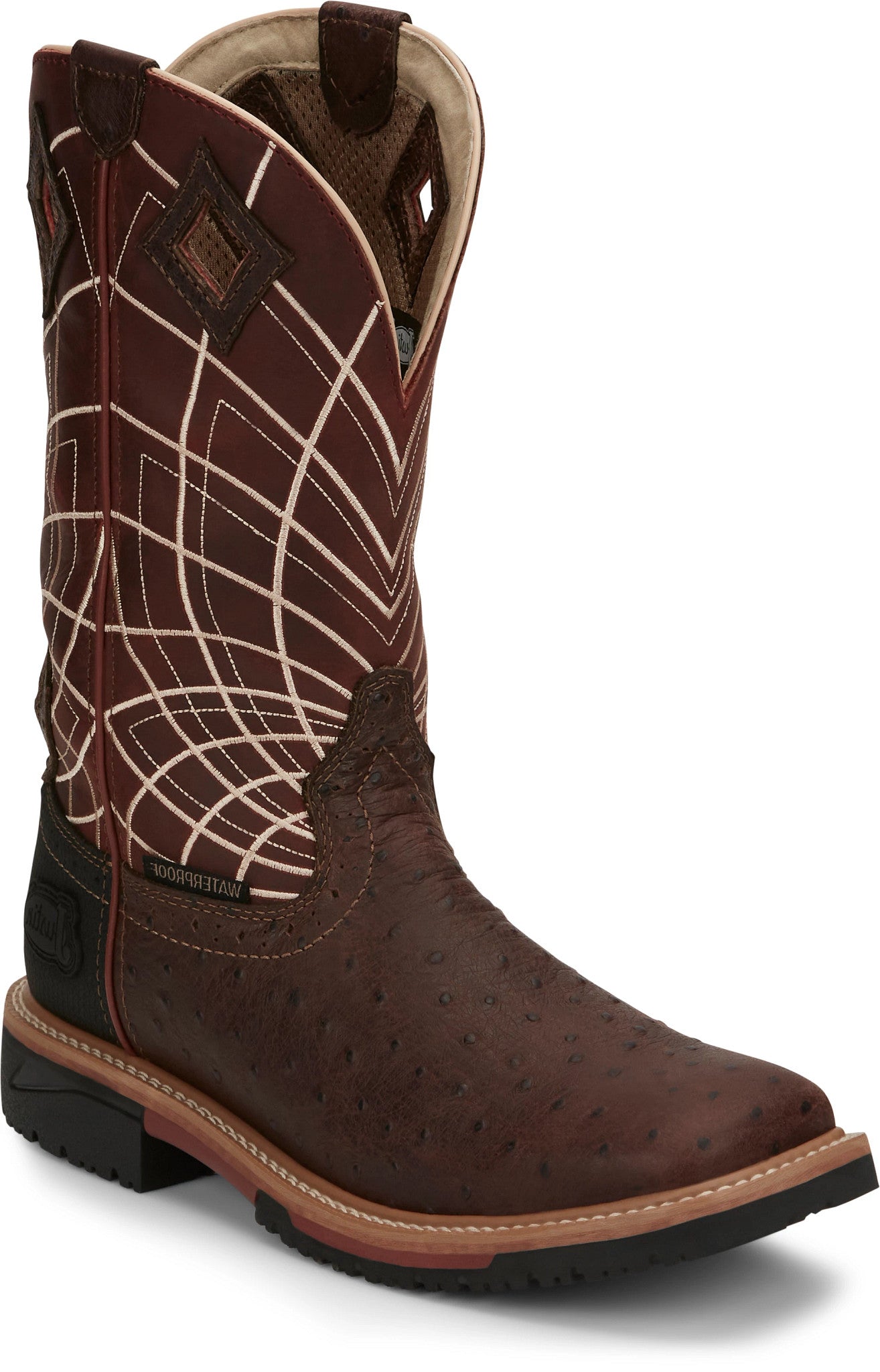 Derrickman 12" Waterproof ™ - Brown Ostrich Print (Brown)