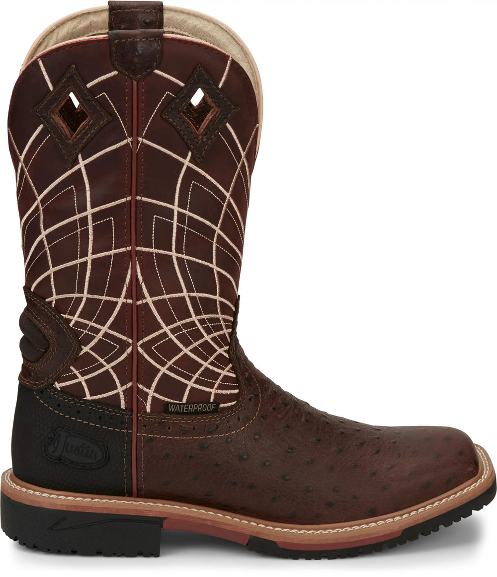 Derrickman 12" Waterproof ™ - Brown Ostrich Print (Brown)
